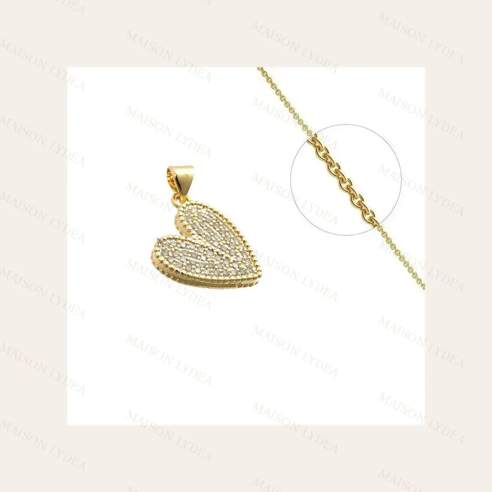 Collier Doré Cœur Zirconiums Sertis