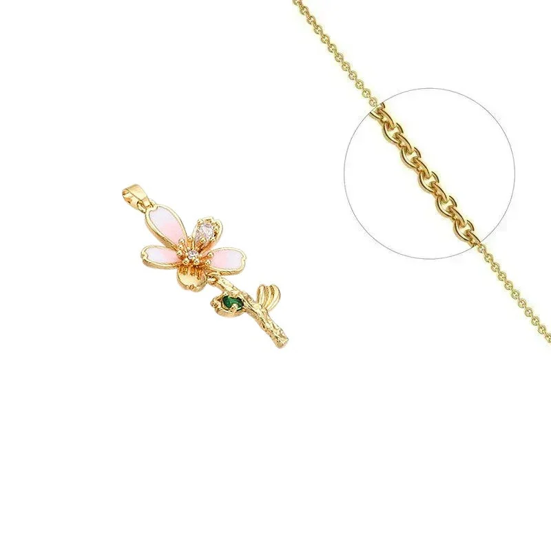Collier Doré Fleur Nacre Zirconiums Sertis