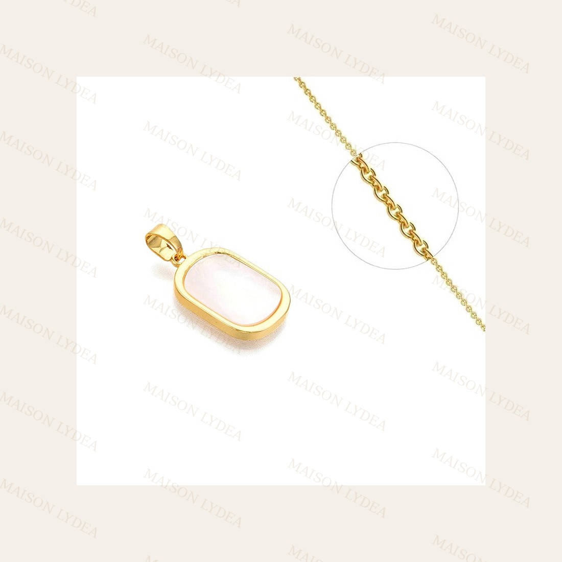 Collier Doré Rectangle avec Nacre