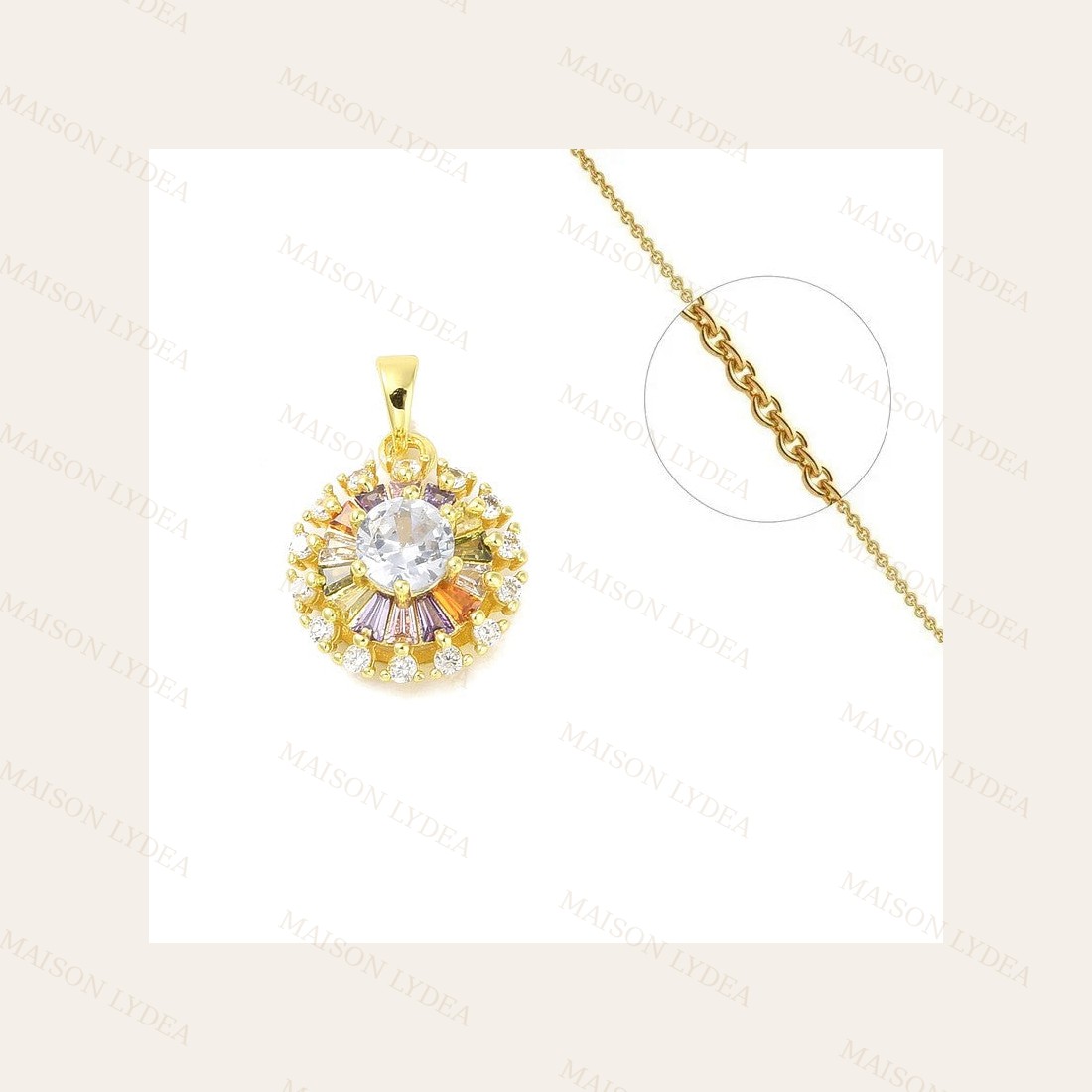 Collier Rosace avec Zirconiums Colorés