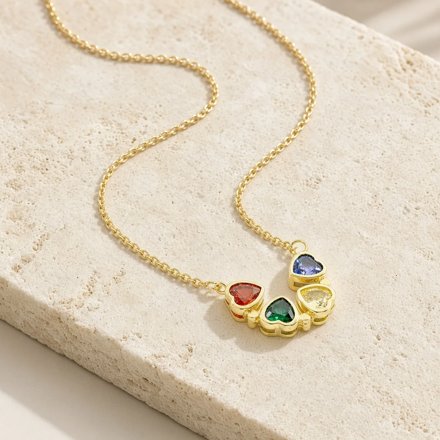 Collier Trèfle À Quatre Cœurs Dorés