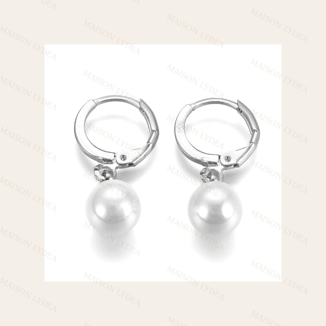 Boucles D'oreilles Créoles Argent Perle de Nacre