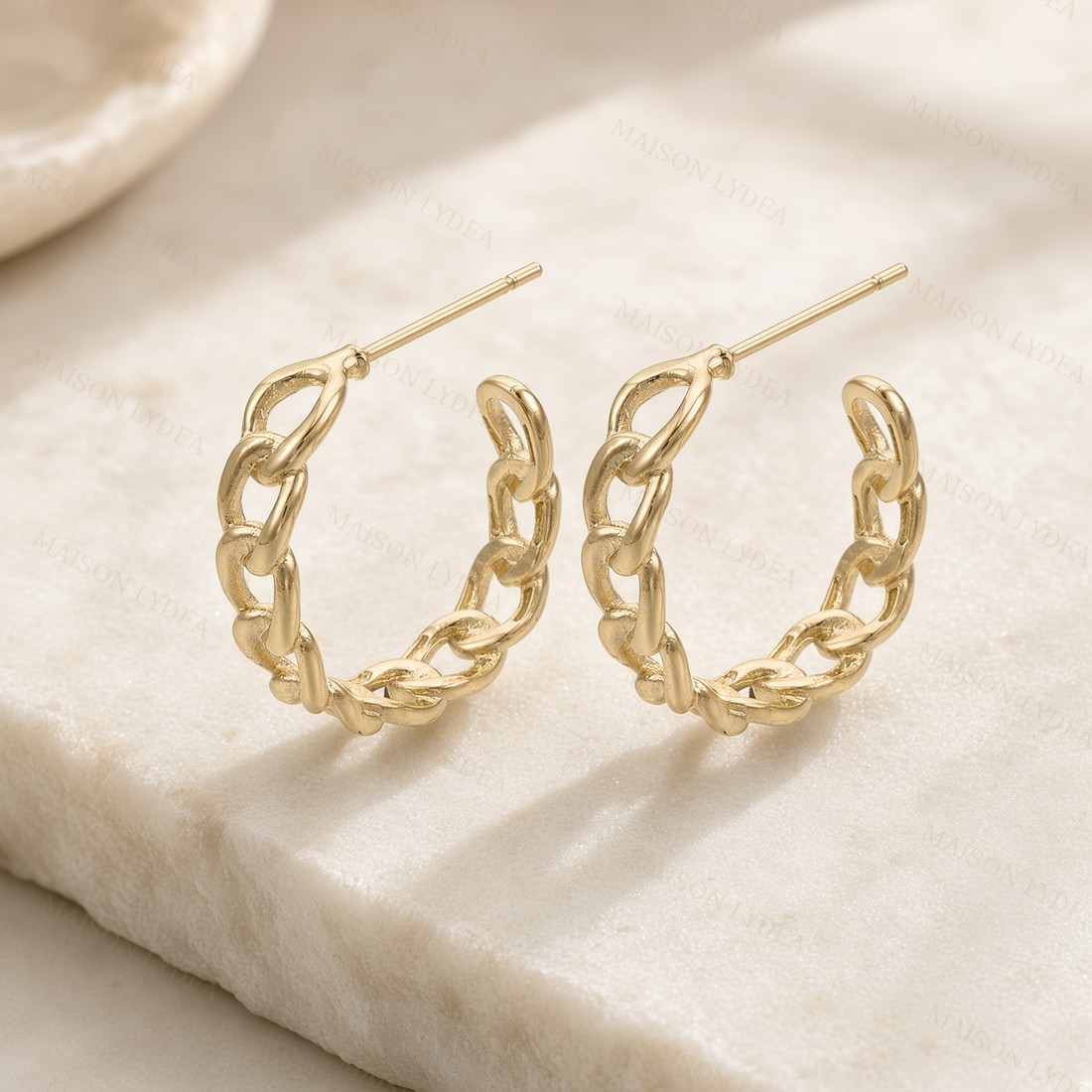 Boucles D'oreilles Demi Créoles Chaîne or