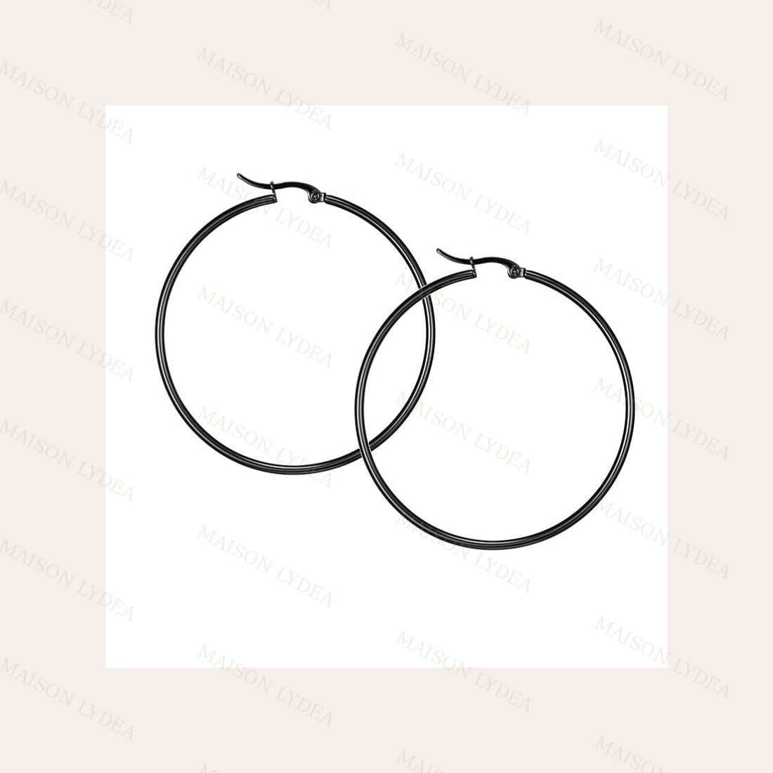 Boucles D'oreilles Femme en Créoles Noir