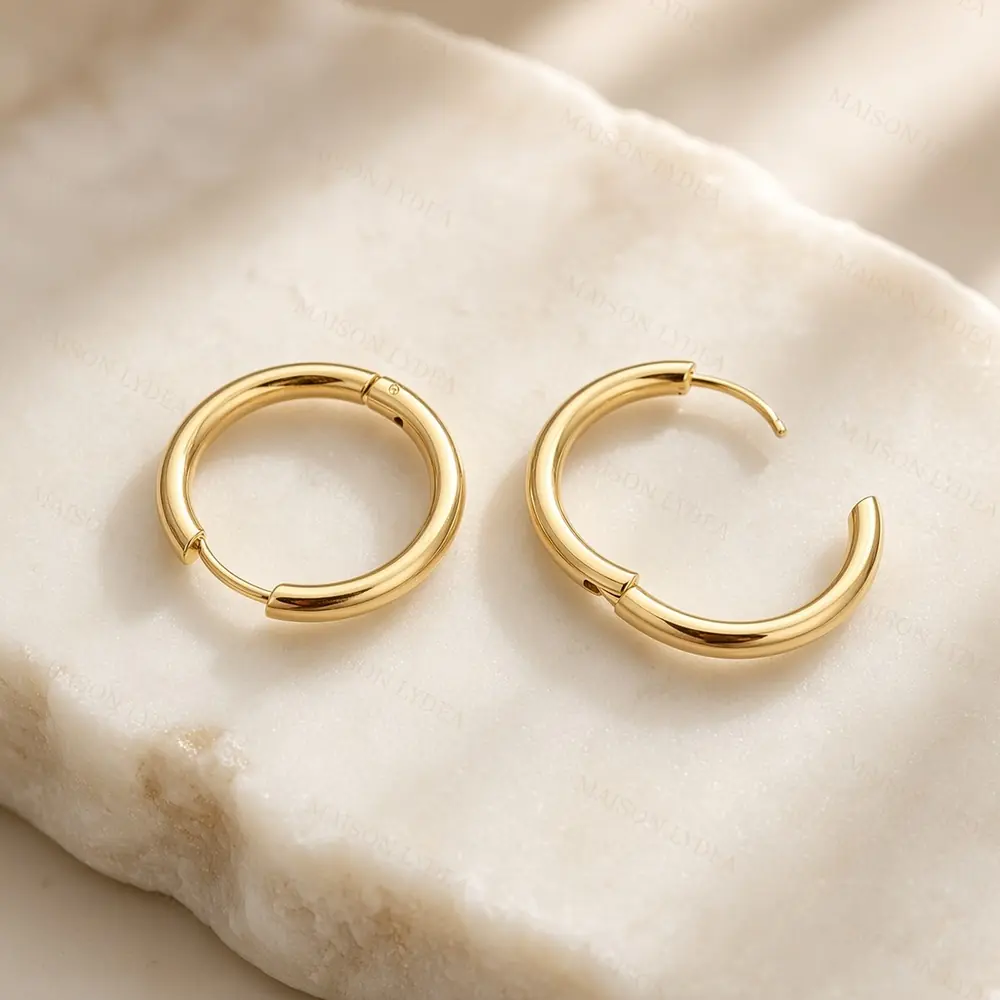 Boucles D'oreilles Femme Créoles en Doré