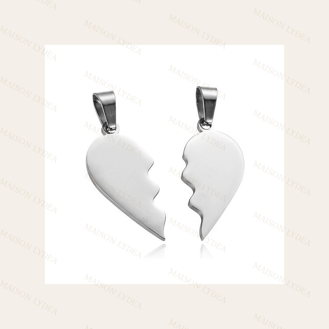 Pendentif À Personnaliser Double Cœur Argenté