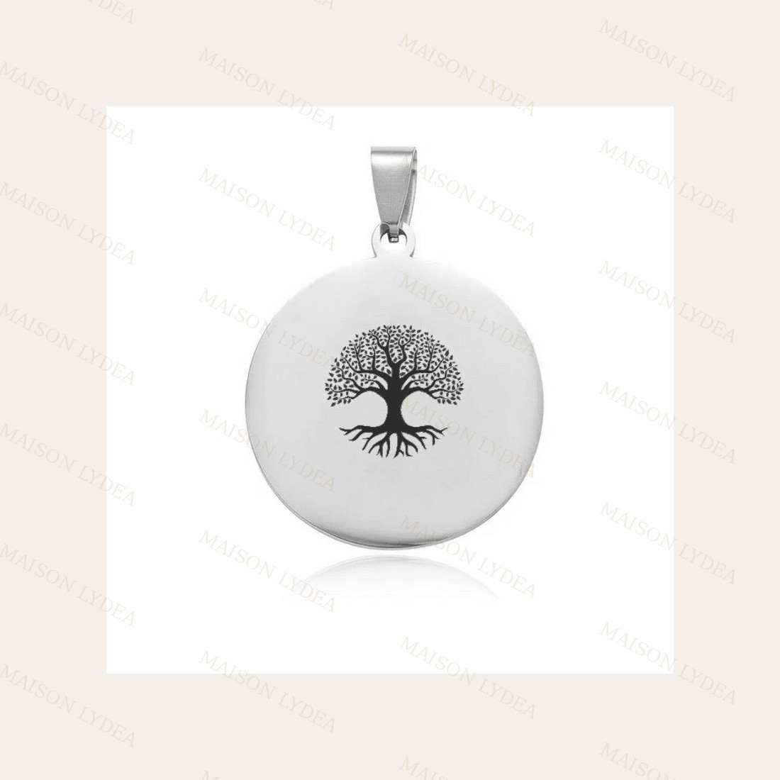 Pendentif À Personnaliser Rond Argenté Arbre