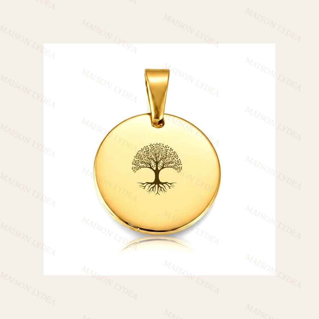 Pendentif À Personnaliser Rond or Arbre de Vie