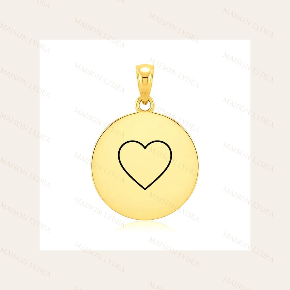Pendentif À Personnaliser Rond or Thème Cœur