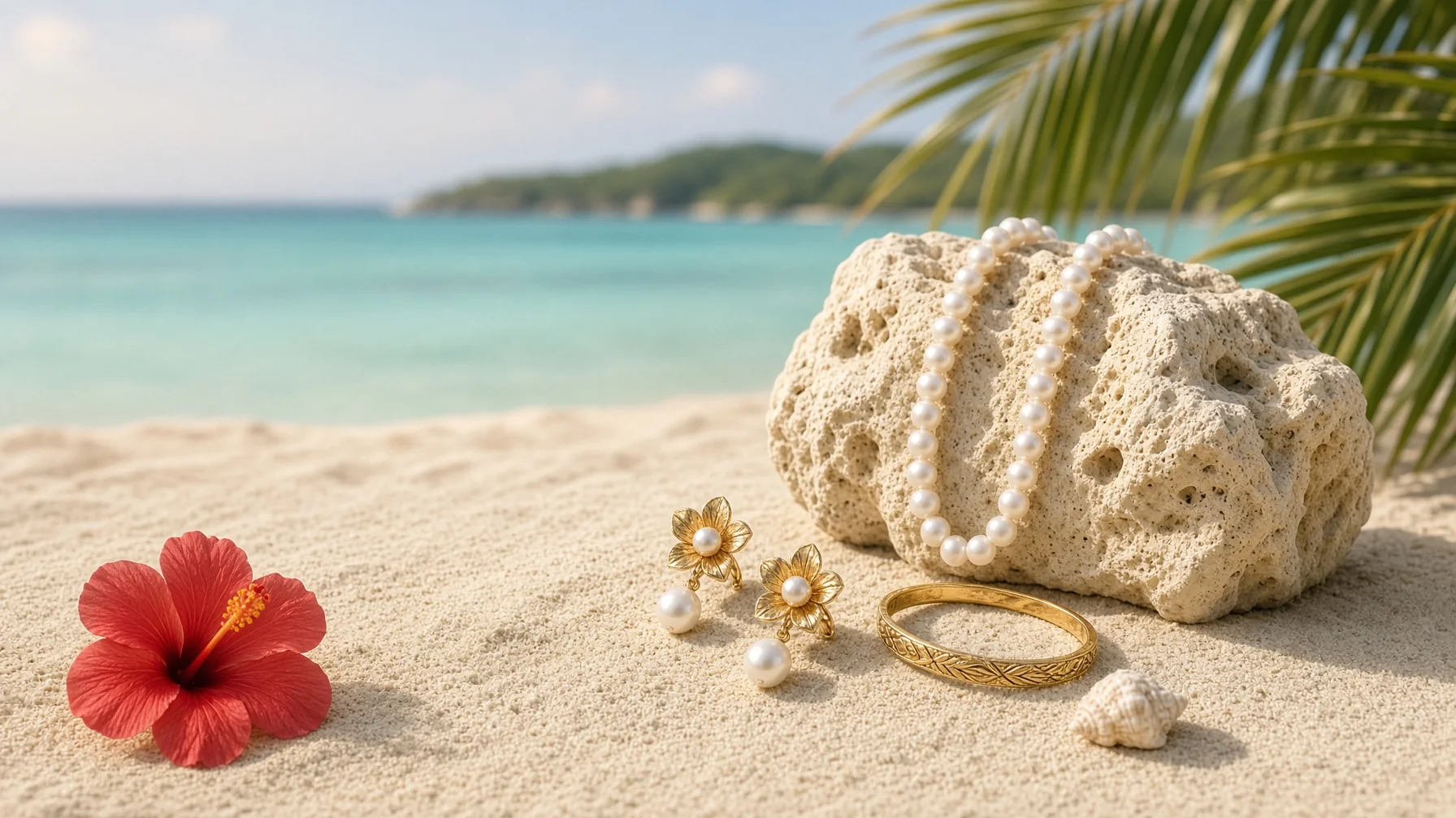 Perles, fleurs d’or et lagon, bijoux outre-mer